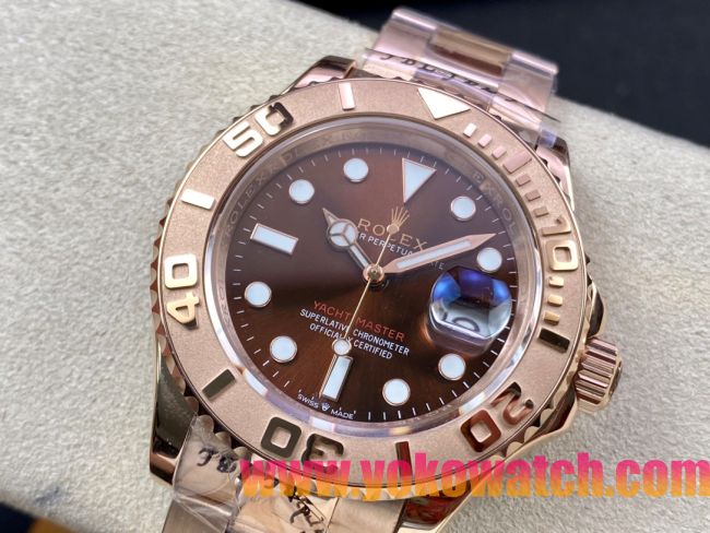 ロレックスコピー ヤット・マスター（Yacht-Master）40mm 126655RBR“ブラウン・ダイヤル＋ローズゴールドケース＋セラミックベゼル” メンズ専用モデル
