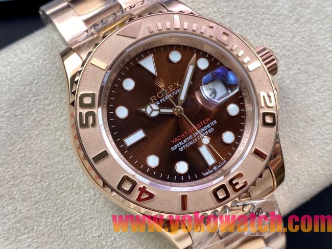 ロレックスコピー ヤット・マスター（Yacht-Master）40mm 126655RBR“ブラウン・ダイヤル＋ローズゴールドケース＋セラミックベゼル” メンズ専用モデル