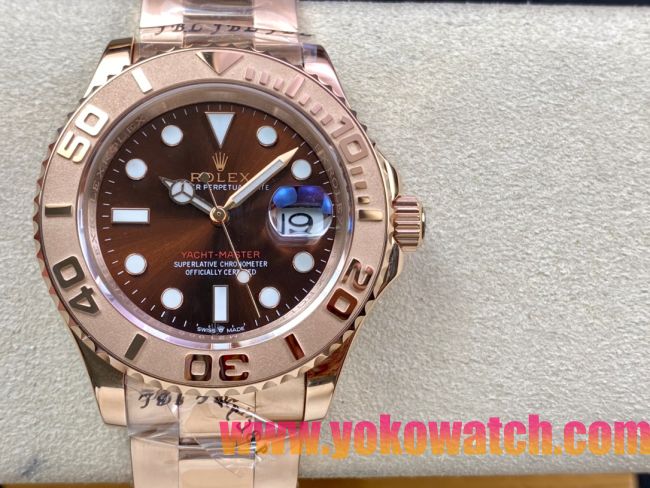 ロレックスコピー ヤット・マスター（Yacht-Master）40mm 126655RBR“ブラウン・ダイヤル＋ローズゴールドケース＋セラミックベゼル” メンズ専用モデル