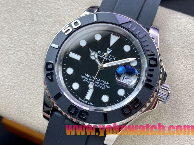 ロレックスコピー ヤット・マスター（Yacht-Master）40mm 126622RBR“ブラック・ダイヤル＋ステンレスケース＋セラミックベゼル＋ラバーブレスレット” メンズ専用モデル