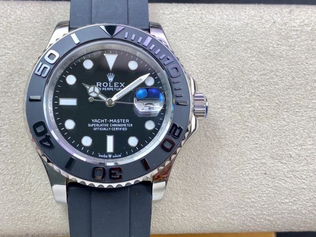ロレックスコピー ヤット・マスター（Yacht-Master）40mm 126622RBR“ブラック・ダイヤル＋ステンレスケース＋セラミックベゼル＋ラバーブレスレット” メンズ専用モデル