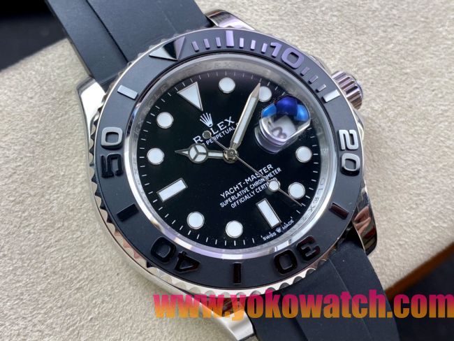 ロレックスコピー ヤット・マスター（Yacht-Master）40mm 126622RBR“ブラック・ダイヤル＋ステンレスケース＋セラミックベゼル＋ラバーブレスレット” メンズ専用モデル