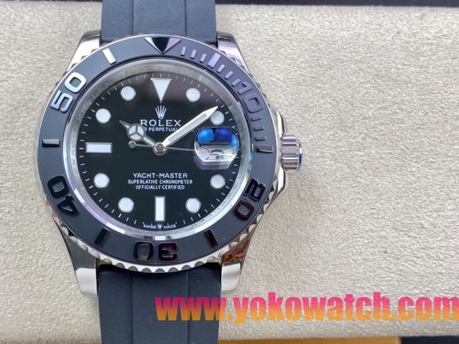 ロレックスコピー ヤット・マスター（Yacht-Master）40mm 126622RBR“ブラック・ダイヤル＋ステンレスケース＋セラミックベゼル＋ラバーブレスレット” メンズ専用モデル