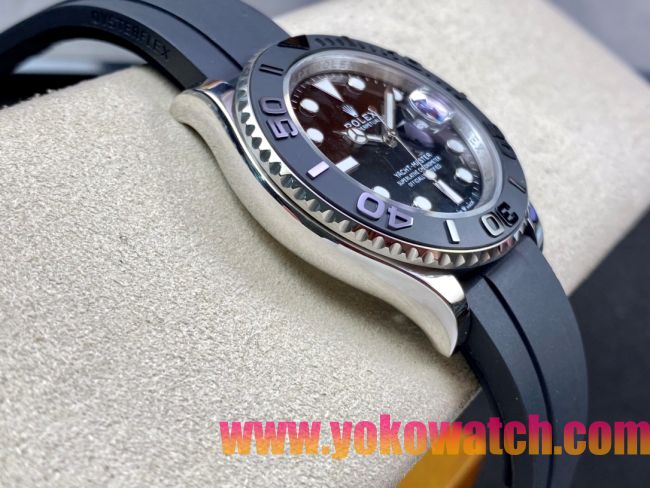 ロレックスコピー ヤット・マスター（Yacht-Master）40mm 126622RBR“ブラック・ダイヤル＋ステンレスケース＋セラミックベゼル＋ラバーブレスレット” メンズ専用モデル