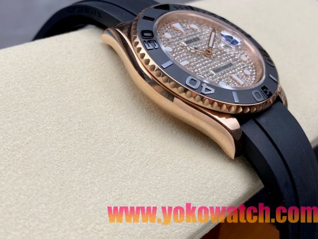ロレックスコピー ヤット・マスター（Yacht-Master）40mm 126655RBR“ダイヤモンド・ダイヤル＋ローズゴールドケース＋セラミックベゼル＋ラバーブレスレット” メンズ専用モデル