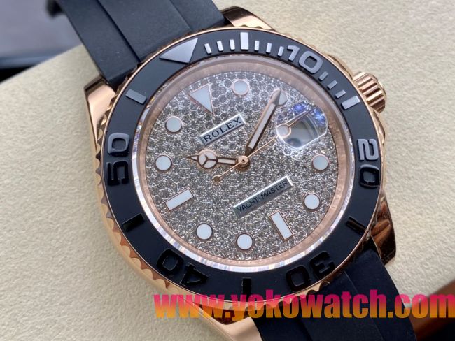 ロレックスコピー ヤット・マスター（Yacht-Master）40mm 126655RBR“ダイヤモンド・ダイヤル＋ローズゴールドケース＋セラミックベゼル＋ラバーブレスレット” メンズ専用モデル