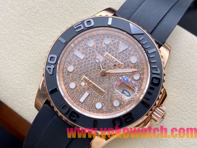 ロレックスコピー ヤット・マスター（Yacht-Master）40mm 126655RBR“ダイヤモンド・ダイヤル＋ローズゴールドケース＋セラミックベゼル＋ラバーブレスレット” メンズ専用モデル