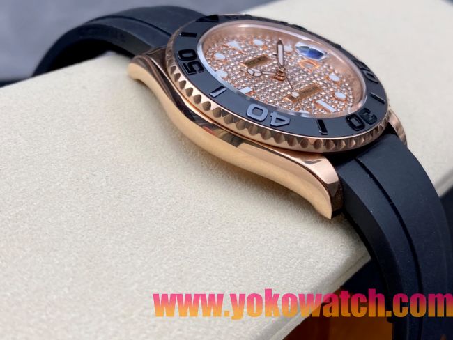 ロレックスコピー ヤット・マスター（Yacht-Master）40mm 126655RBR“ダイヤモンド・ダイヤル＋ローズゴールドケース＋セラミックベゼル＋ラバーブレスレット” メンズ専用モデル