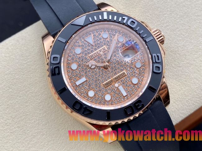 ロレックスコピー ヤット・マスター（Yacht-Master）40mm 126655RBR“ダイヤモンド・ダイヤル＋ローズゴールドケース＋セラミックベゼル＋ラバーブレスレット” メンズ専用モデル