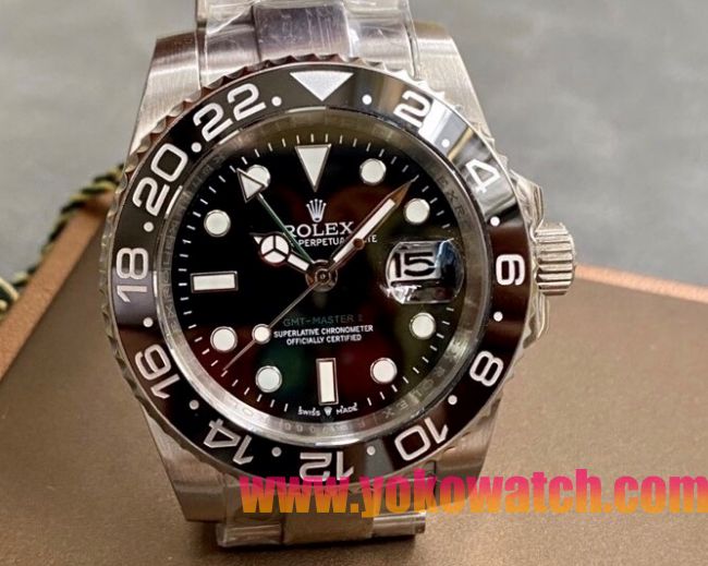 ロレックスコピー グリーンリッチ（GMT-Master II）40mm 126710BLNR“ブラック・ダイヤル＋ステンレスケース＋アルミニウムベゼル＋オイスターブレスレット” メンズ専用モデル