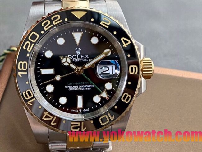 ロレックスコピー GMT-Master II（グリーンニッチ）41mm 126713CHNR“ブラック・ダイヤル＋ステンレスケース＋ゴールドベゼル＋オイスターブレスレット” メンズ専用モデル