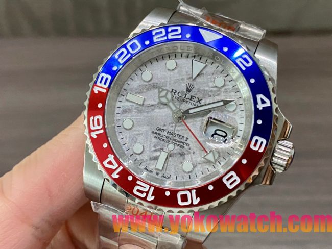 ロレックスコピー GMT-Master II（グリーンニッチ）40mm 126710BLNR“マーブル・ダイヤル＋ステンレスケース＋バイカラーセラミックベゼル（ブルー＆レッド）＋オイスターブレスレット” メンズ専用モデル