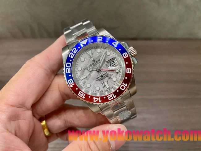 ロレックスコピー GMT-Master II（グリーンニッチ）40mm 126710BLNR“マーブル・ダイヤル＋ステンレスケース＋バイカラーセラミックベゼル（ブルー＆レッド）＋オイスターブレスレット” メンズ専用モデル