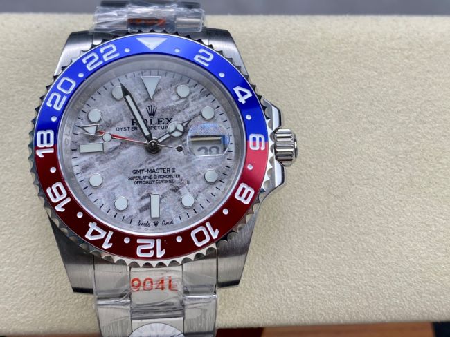 ロレックスコピー GMT-Master II（グリーンニッチ）40mm 126710BLNR“マーブル・ダイヤル＋ステンレスケース＋バイカラーセラミックベゼル（ブルー＆レッド）＋オイスターブレスレット” メンズ専用モデル