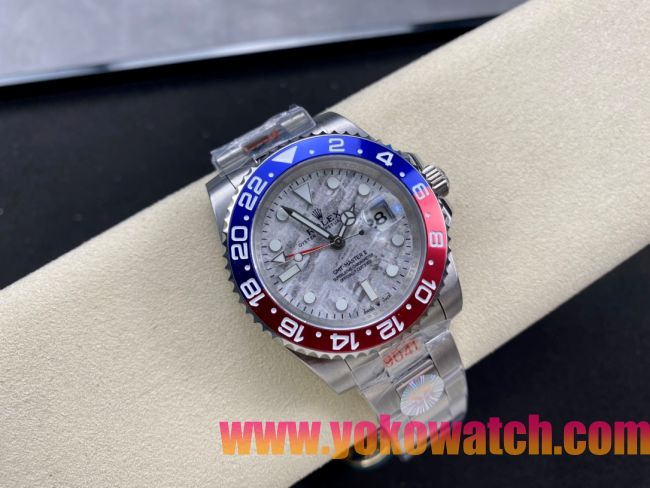 ロレックスコピー GMT-Master II（グリーンニッチ）40mm 126710BLNR“マーブル・ダイヤル＋ステンレスケース＋バイカラーセラミックベゼル（ブルー＆レッド）＋オイスターブレスレット” メンズ専用モデル