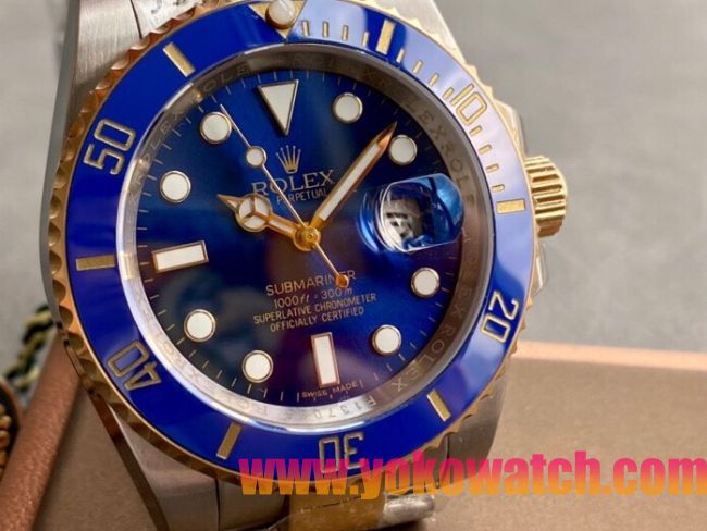 ロレックスコピー サブマリーナー（SUB）41mm 126613LB“ブルー・ベゼル＋ブルー・ダイヤル＋ステンレスケース×イエローゴールドリング＋オイスターブレスレット” メンズ専用モデル