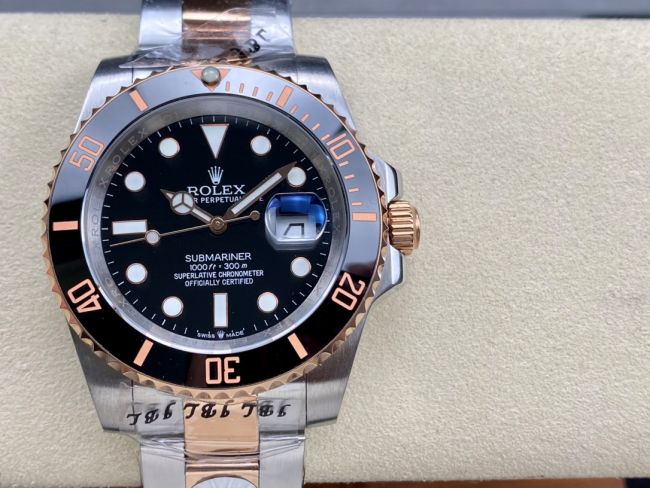 ロレックスコピー サブマリーナー（SUB）41mm 126613LN“間金・無歴・ブラック・ベゼル＋ブラック・ダイヤル＋ステンレススチール＆ローズゴールドケース＋オイスターブレスレット” メンズ専用モデル