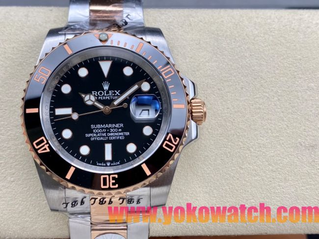 ロレックスコピー サブマリーナー（SUB）41mm 126613LN“間金・無歴・ブラック・ベゼル＋ブラック・ダイヤル＋ステンレススチール＆ローズゴールドケース＋オイスターブレスレット” メンズ専用モデル