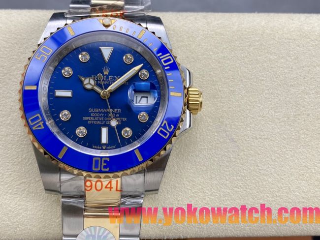 ロレックスコピー サブマリーナー（SUB）40mm 126613LB-D“間金・ダイヤモンド・ブルー・ベゼル＋ブルー・ダイヤル＋ステンレススチール＆ゴールドケース＋オイスターブレスレット” メンズ専用モデル