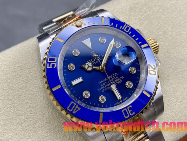 ロレックスコピー サブマリーナー（SUB）40mm 126613LB-D“間金・ダイヤモンド・ブルー・ベゼル＋ブルー・ダイヤル＋ステンレススチール＆ゴールドケース＋オイスターブレスレット” メンズ専用モデル