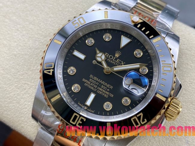 ロレックスコピー サブマリーナー（SUB）40mm 126613LB“間金・ダイヤモンド・ブラック・ベゼル＋ブラック・ダイヤル＋ステンレススチール＆ゴールドケース＋オイスターブレスレット” メンズ専用モデル