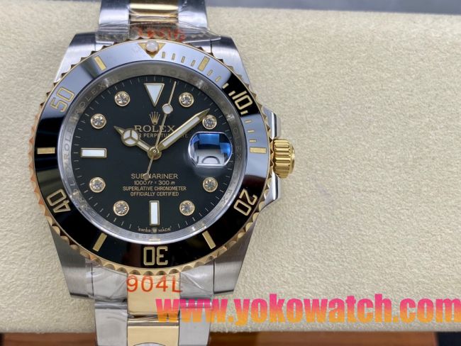 ロレックスコピー サブマリーナー（SUB）40mm 126613LB“間金・ダイヤモンド・ブラック・ベゼル＋ブラック・ダイヤル＋ステンレススチール＆ゴールドケース＋オイスターブレスレット” メンズ専用モデル