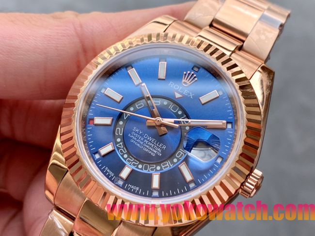 ロレックスコピー・スカイダイバー（SKY-DWELLER）40mm 326135“ブルー・ダイヤル＋イエローゴールドベゼル＋ステンレススチールケース＋オイスターブレスレット” メンズ専用モデル 