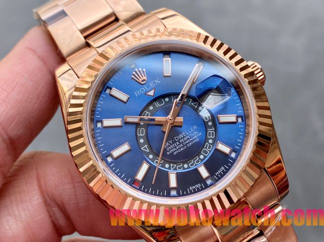 ロレックスコピー・スカイダイバー（SKY-DWELLER）40mm 326135“ブルー・ダイヤル＋イエローゴールドベゼル＋ステンレススチールケース＋オイスターブレスレット” メンズ専用モデル 