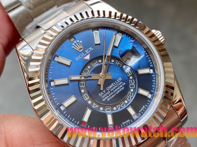 ロレックスコピー・スカイダイバー（SKY-DWELLER）40mm 326135“ブルー・ダイヤル＋イエローゴールドベゼル＋ステンレススチールケース＋オイスターブレスレット” メンズ専用モデル 