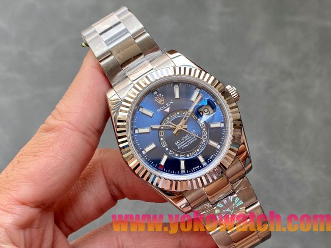 ロレックスコピー・スカイダイバー（SKY-DWELLER）40mm 326135“ブルー・ダイヤル＋イエローゴールドベゼル＋ステンレススチールケース＋オイスターブレスレット” メンズ専用モデル 