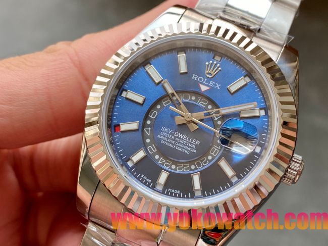 ロレックスコピー・スカイダイバー（SKY-DWELLER）40mm 326135“ブルー・ダイヤル＋イエローゴールドベゼル＋ステンレススチールケース＋オイスターブレスレット” メンズ専用モデル 