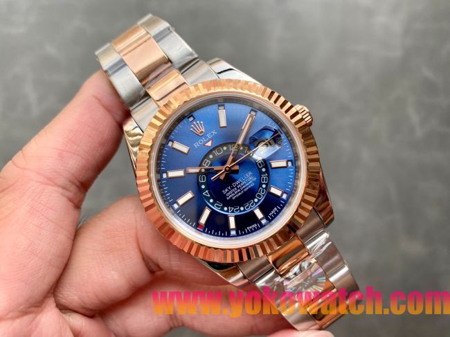 ロレックスコピー・スカイダイバー（SKY-DWELLER）40mm 326138“ブルー・ダイヤル＋ローズゴールドベゼル＋ステンレススチールブレスレット” メンズ専用モデル