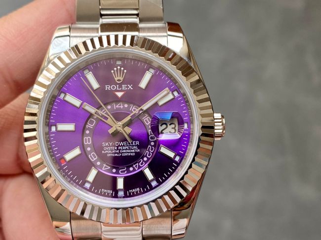 ロレックスコピー・スカイダイバー（SKY-DWELLER）40mm 326138“パープル・ダイヤル＋イエローゴールドベゼル＋ステンレススチールブレスレット” メンズ専用モデル