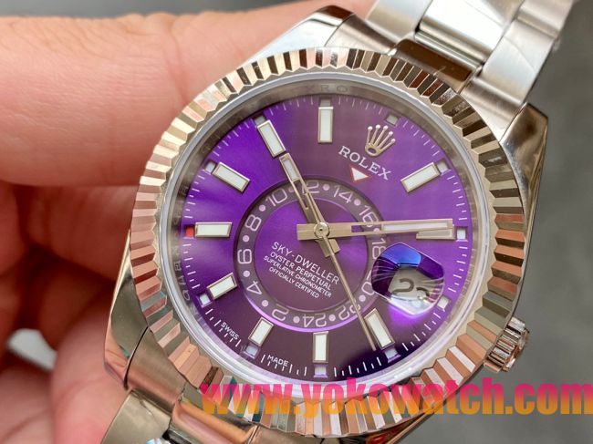 ロレックスコピー・スカイダイバー（SKY-DWELLER）40mm 326138“パープル・ダイヤル＋イエローゴールドベゼル＋ステンレススチールブレスレット” メンズ専用モデル