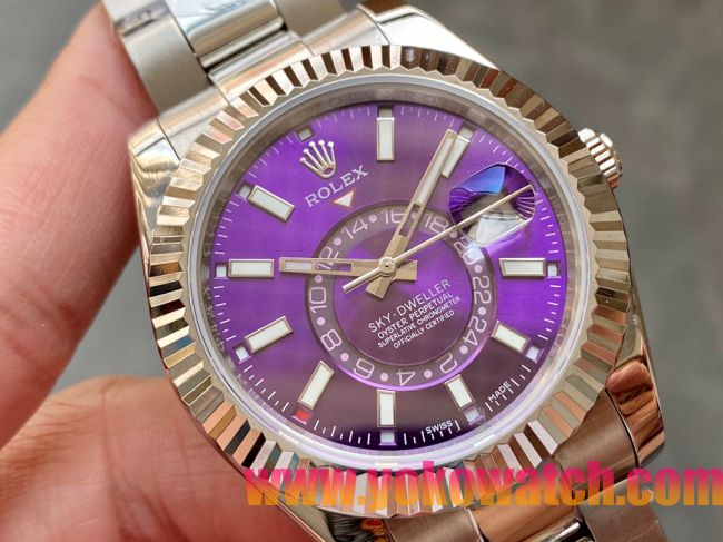 ロレックスコピー・スカイダイバー（SKY-DWELLER）40mm 326138“パープル・ダイヤル＋イエローゴールドベゼル＋ステンレススチールブレスレット” メンズ専用モデル