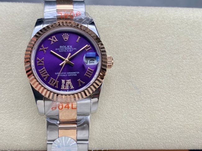 ロレックスコピー・デイトジャスト（DATEJUST）31mm 279383RBR“パープル・ダイヤル＋イエローゴールドベゼル＋ステンレススチール＆ローズゴールドブレスレット” レディース専用モデル 
