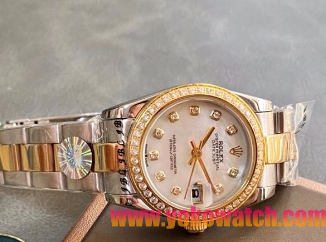 ロレックスコピー・デイトジャスト（DATEJUST）31mm 279383RBR“ホワイト・ダイヤル＋イエローゴールド＆ダイヤモンドベゼル＋ステンレススチール＆ローズゴールドブレスレット” レディース専用モデル