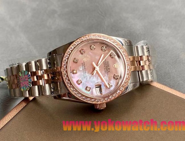 ロレックスコピー・デイトジャスト（DATEJUST）31mm 279383RBR“シェル・ダイヤル＋ローズゴールド＆ダイヤモンドベゼル＋ステンレススチール＆ローズゴールドブレスレット” レディース専用モデル 
