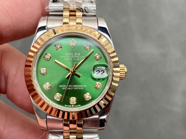 ロレックスコピー・デイトジャスト（DATEJUST）31mm 279173“グリーンダイヤル＋ゴールドベゼル＋ステンレススチール＆ゴールドブレスレット” レディース専用モデル