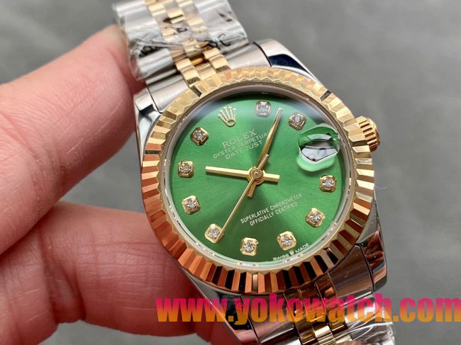 ロレックスコピー・デイトジャスト（DATEJUST）31mm 279173“グリーンダイヤル＋ゴールドベゼル＋ステンレススチール＆ゴールドブレスレット” レディース専用モデル