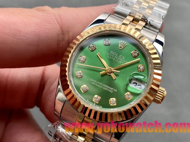 ロレックスコピー・デイトジャスト（DATEJUST）31mm 279173“グリーンダイヤル＋ゴールドベゼル＋ステンレススチール＆ゴールドブレスレット” レディース専用モデル