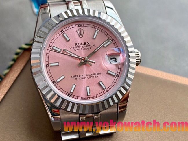 ロレックスコピー・デイトジャスト（DATEJUST）31mm 279174“ピンクダイヤル＋ステンレススチールベゼル＋ステンレススチールブレスレット” レディース専用モデル