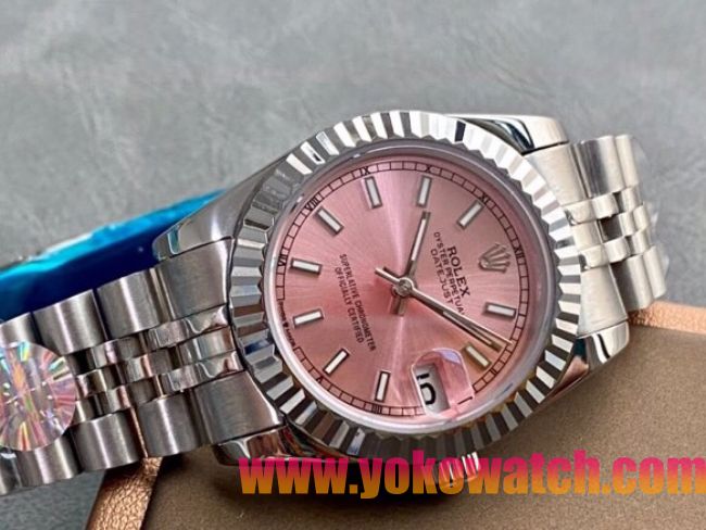 ロレックスコピー・デイトジャスト（DATEJUST）31mm 279174“ピンクダイヤル＋ステンレススチールベゼル＋ステンレススチールブレスレット” レディース専用モデル