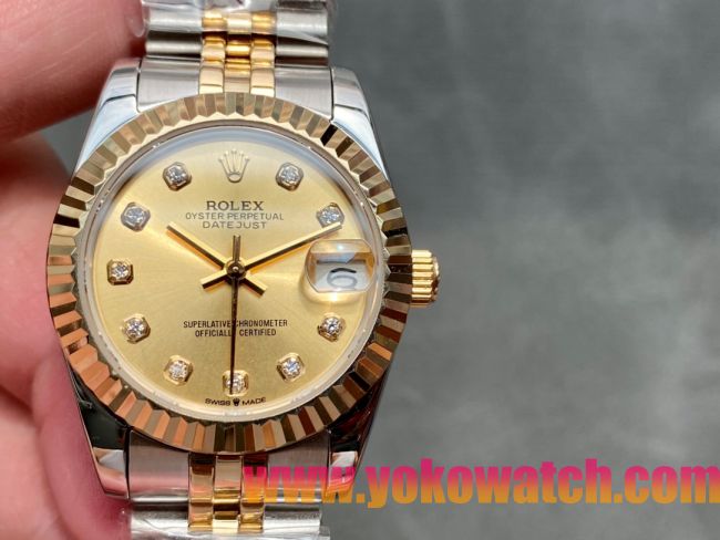ロレックスコピー・デイトジャスト（DATEJUST）31mm 279173“ゴールドダイヤル＋ゴールドベゼル＋ステンレススチール＆ゴールドブレスレット” レディース専用モデル