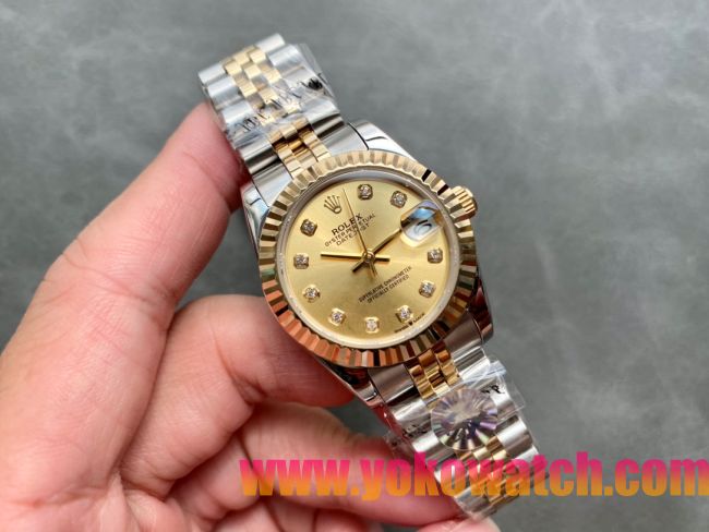 ロレックスコピー・デイトジャスト（DATEJUST）31mm 279173“ゴールドダイヤル＋ゴールドベゼル＋ステンレススチール＆ゴールドブレスレット” レディース専用モデル