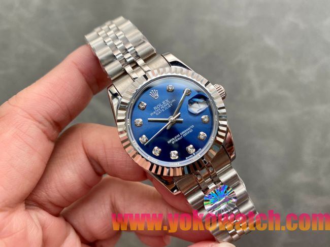 ロレックスコピー・デイトジャスト（DATEJUST）31mm 279160“ブルーダイヤル＋ダイヤモンドインデックス＋ステンレススチール＆ローズゴールドブレスレット” レディース専用モデル