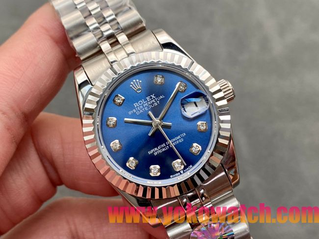 ロレックスコピー・デイトジャスト（DATEJUST）31mm 279160“ブルーダイヤル＋ダイヤモンドインデックス＋ステンレススチール＆ローズゴールドブレスレット” レディース専用モデル