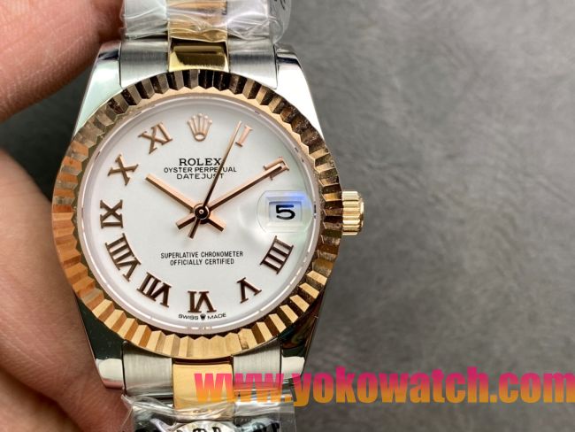 ロレックスコピー・デイトジャスト（DATEJUST）31mm 279173“ホワイトダイヤル＋ゴールドベゼル＋ステンレススチール＆ゴールドブレスレット” レディース専用モデル