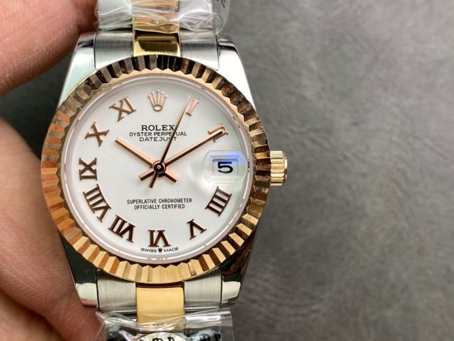ロレックスコピー・デイトジャスト（DATEJUST）31mm 279173“ホワイトダイヤル＋ゴールドベゼル＋ステンレススチール＆ゴールドブレスレット” レディース専用モデル