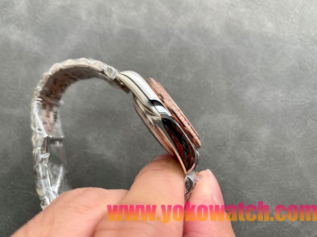 ロレックスコピー・デイトジャスト（DATEJUST）31mm 279160R“ダイヤモンドベゼル＋ブラウンダイヤル＋ステンレススチール＆ローズゴールドブレスレット” レディース専用モデル